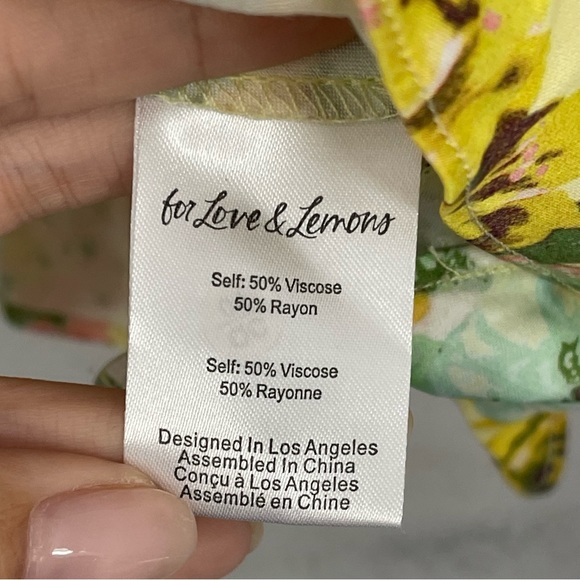 For Love & Lemons Leigh Floral Mini Dress Yellow Size Large - Picture 5 of 5